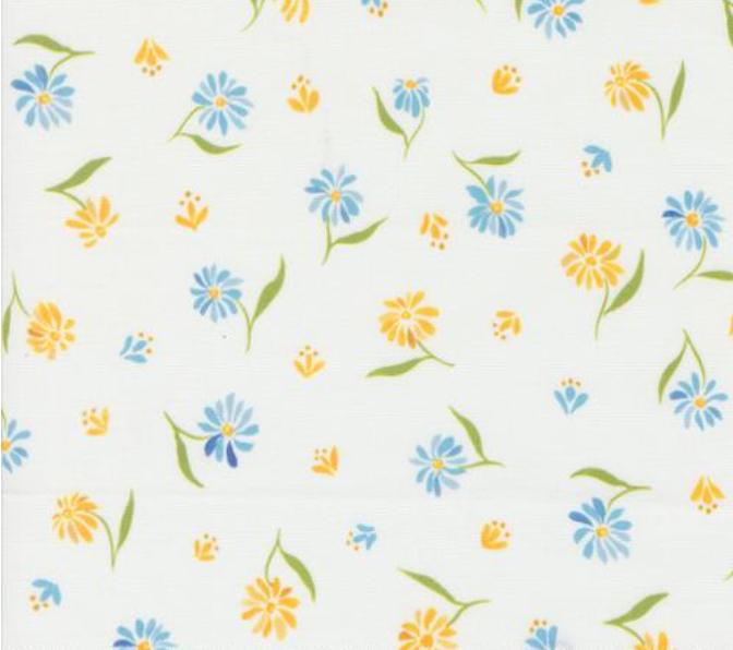 Sunshine and Blue Skies Daisy Florals Cloud Yardage