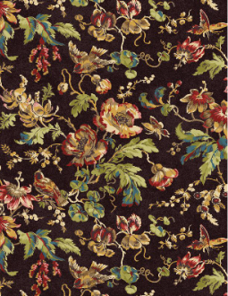 Countryside Medium Floral Dark Brown Yardage