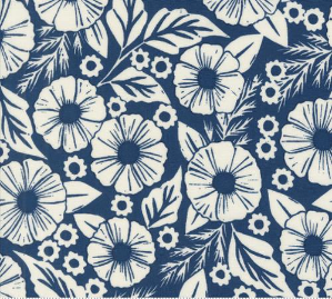 Field of Flowers Flower Paper Indigo Yardage