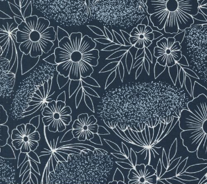 Field of Flowers Queen Annes Lace Florals Navy Yardage