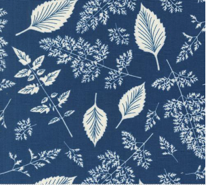 Field of Flowers Leaf Pattern Indigo Yardage