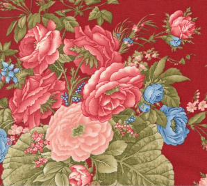 Grand Haven Cabbage Rose Florals Crimson Yardage