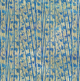 Oriental Gardens Bamboo Blue Yardage