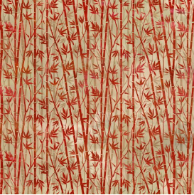 Oriental Gardens Bamboo Red Yardage