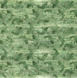 Oriental Gardens Koi Green Yardage