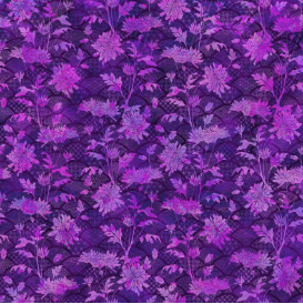 Oriental Gardens Fan Floral Purple Yardage