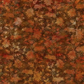 Oriental Gardens Fan Floral Rust Yardage