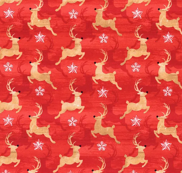 Vintage Whisper from Santa Reindeer Red Yardage