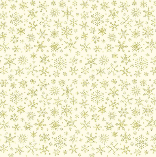 Winter Rose Metallic Snowflakes Cream Yardage