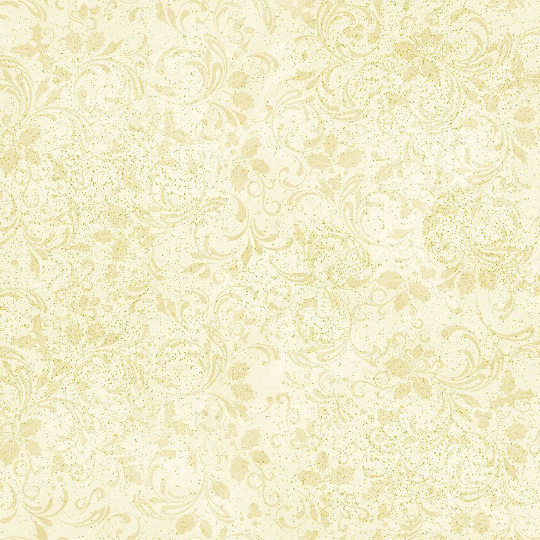 Winter Rose Stamped Holiday Leaves Met Cream Yardage