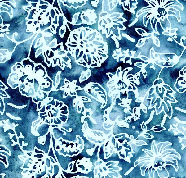 Expressions Batiks Victorian Garden Blue Calm Yardage