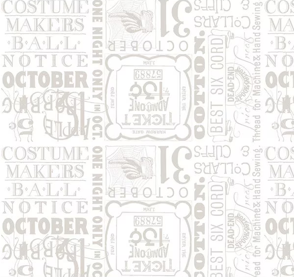 Costume Maker's Act II Ticket Text White Yardage