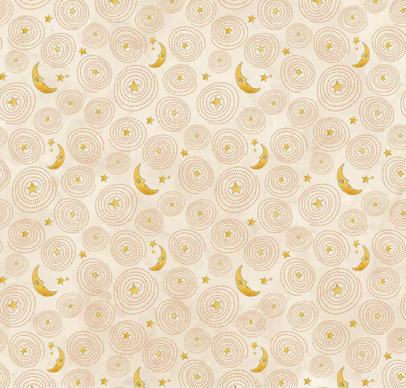 Ghoul Friends Stars and Moon Cream Yardage