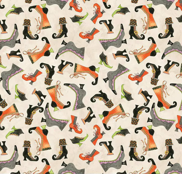Ghoul Friends Boots Toss Cream Yardage