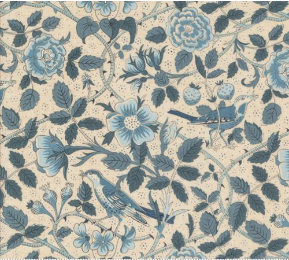 Sacre Bleu Oiseaux Florals Pearl French Blue Yardage
