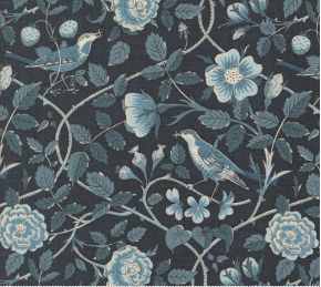 Sacre Bleu Oiseaux Florals Indigo Yardage
