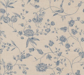 Sacre Bleu Pivoine Florals Smoke French Blue Yardage