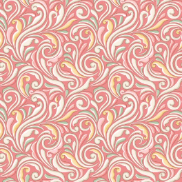 Regal Rose Scroll Pink Yardage