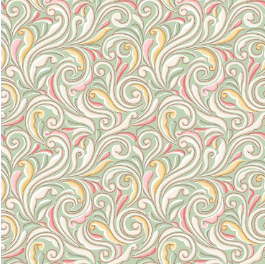 Regal Rose Scroll Green Yardage