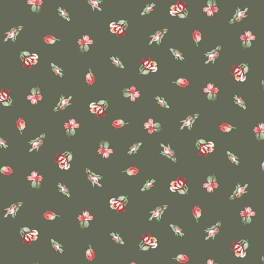 Regal Rose Mini Buds Dark Green Yardage