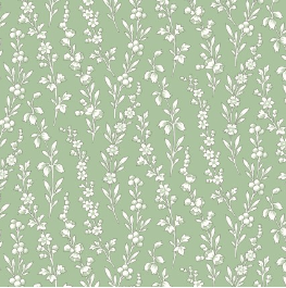 Regal Rose Floral Stripe Green Yardage