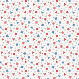 Dilly Dally Shapes Blue/Red Yardage