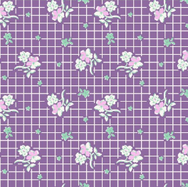 Dilly Dally Floral Grid Purple Yardage