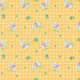 Dilly Dally Floral Grid Yellow Yardage