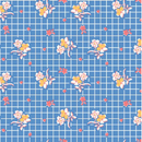 Dilly Dally Floral Grid Blue Yardage