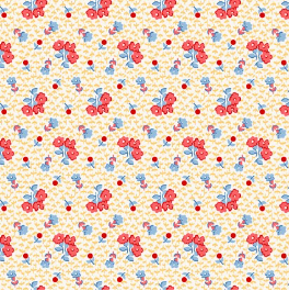 Dilly Dally Tiny Floral Yellow/Red Yardage