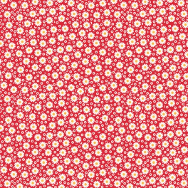 Dilly Dally Daisy Dot Red Yardage