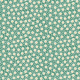 Dilly Dally Daisy Dot Green Yardage