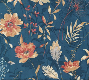 Sandalwood Meadow Florals Indigo Yardage