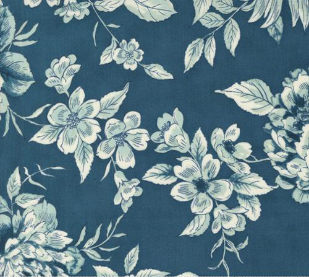 Sandalwood Camellia Florals Indigo Yardage