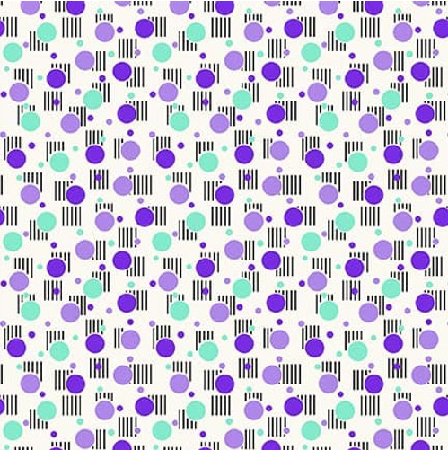 Nana Mae 8 Retro Dots Cream/Purple Yardage