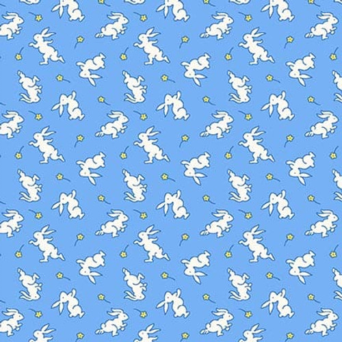 Nana Mae 8 Bunnies Blue Yardage