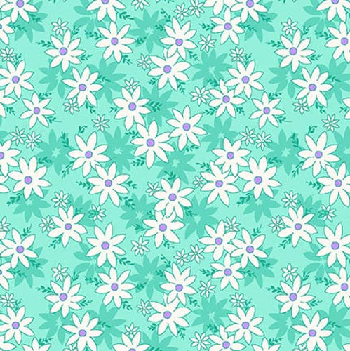 Nana Mae 8 Large Daisy Aqua Yardage