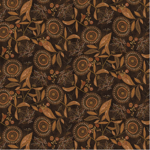 Oak and Maple Large Floral Allover Tobacco Yardage