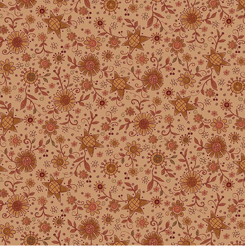 Oak and Maple Stars & Flowers Toss Tan Yardage