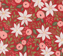 Berry And Pine Poinsettia Party Florals Cranberry Fabric