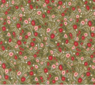 Berry And Pine Christmas Posies Florals Sage Fabric