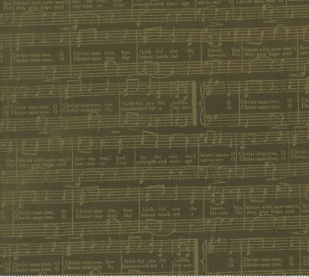 Berry And Pine O Christmas Tree Text and Words Music Notes Wintergreen Fabric