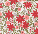 Berry And Pine Poinsettia Party Florals Snow Fabric