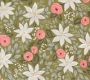 Berry And Pine Poinsettia Party Florals Sage Fabric