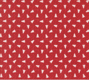 Berry And Pine Little Trees Christmas Trees Dots Cranberry Fabric