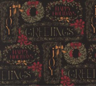 A Vintage Christmas Greetings Christmas Black Fabric