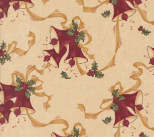 A Vintage Christmas Christmas Bells Tan Fabric