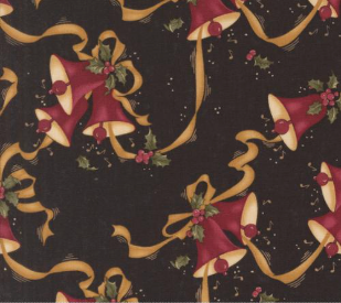 A Vintage Christmas Christmas Bells Black Fabric