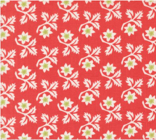 Buon Natale Woodcut Christmas Flowers Poinsettia Fabric