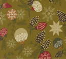 Old World Yuletide Pine Cones Snowflakes Metallic Pickle Fabric